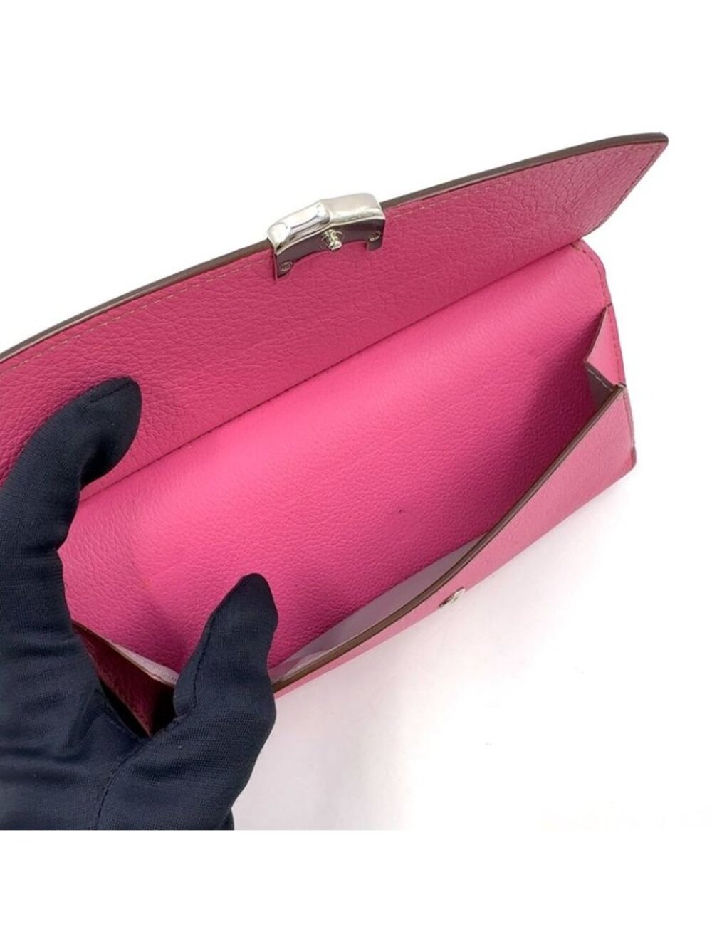 ★SOLD★ Cartier C de Cartier International Wallet Leather Pink Silver - Picture 10 of 13